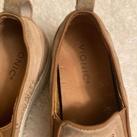 Vionic Tan Suede Kimmie Skip On Sneakers - Picture 3 of 8